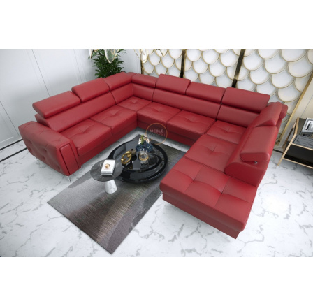 Rohová sedací souprava ORION MAX I s funkcí spaní 225X350X255 cm přírodní kůže - červená kůže, Levá strana Rohová sedací souprava ORION MAX I s funkcí spaní 225X350X255 cm přírodní kůže - červená kůže, Levá strana
