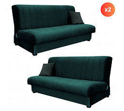 Sada 2x Rozkládací Pohovka SIGMA Zelená Sametová