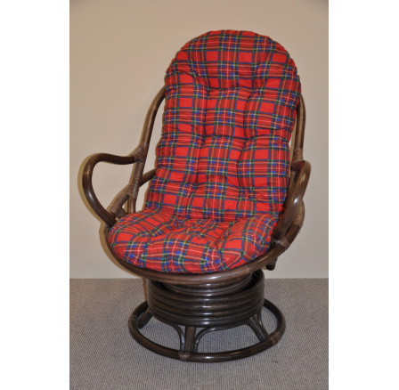 Ratanové houpací křeslo Swivel Helsinky hnědé polstr červený Ratanové houpací křeslo Swivel Helsinky hnědé polstr červený