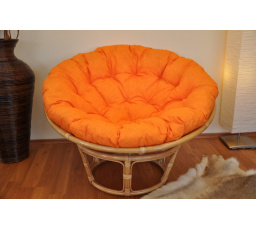 Ratanový papasan 115 cm medový - polstr oranžový melír