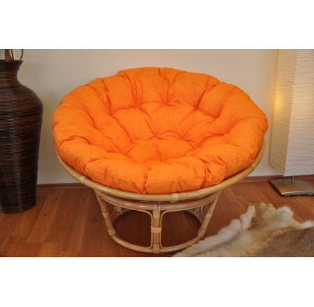 Ratanový papasan 115 cm medový - polstr oranžový melír