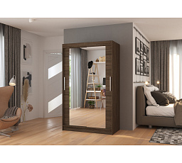 Posuvná skříň se zrcadlem TIBAGO 120 Choco+Choco