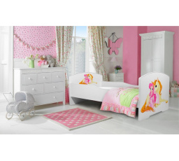 Postel s matrací PEPE GIRL WITH UNICORN 160x80 Bílá