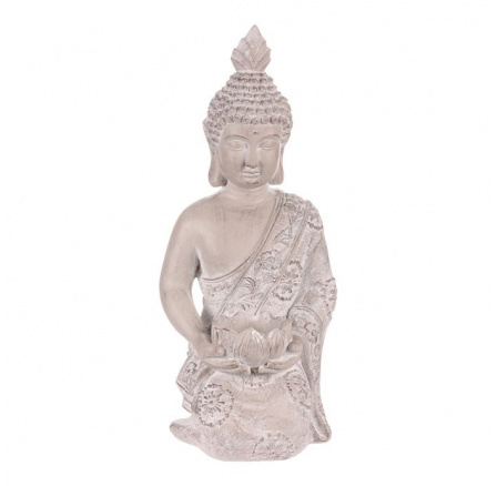 Buddha - soška z polyresinu, barva šedá