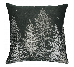 Polštář s výplní - zasněžené stromy, polyester a bavlna, 45 x 45 cm