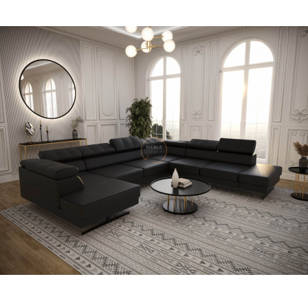 Rohová sedací souprava EMPORIO MAX II 300X350X180 přírodní kůže - černá kůže , pravá Rohová sedací souprava EMPORIO MAX II 300X350X180 přírodní kůže - černá kůže , pravá