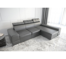 Rohová sedací souprava ROYAL přírodní kůže 295x185 - šedá kůže , pravá