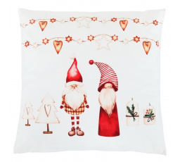 Polštář sametový s výplní - vánoční se skřítky, 100% polyester, 45 x 45 cm