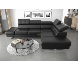 Rohová sedací souprava EMPORIO 225x300 přírodní kůže - černá kůže , pravá