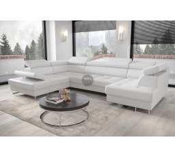 Rohová sedací souprava GALAXY MAX II s funkcí spaní 210x350x165 - bílá eko kůže, levá