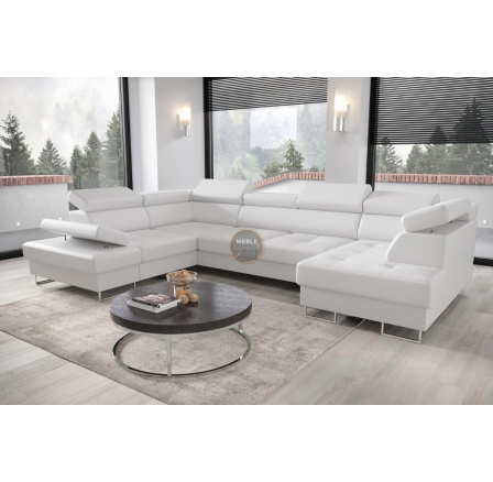 Rohová sedací souprava GALAXY MAX II s funkcí spaní 210x350x165 - bílá eko kůže, levá Rohová sedací souprava GALAXY MAX II s funkcí spaní 210x350x165 - bílá eko kůže, levá