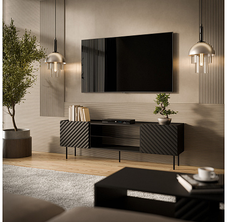 TV komoda LUCCA 180 2D, černá TV komoda LUCCA 180 2D, černá