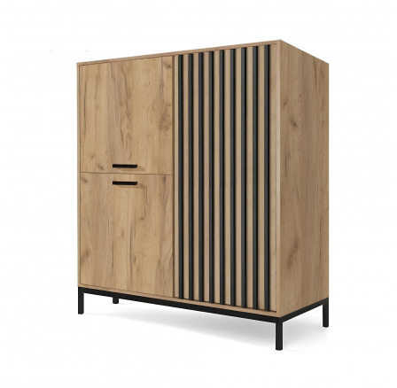 Komoda LAMINO KM-2, Dub Craft/Černá