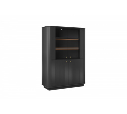 VESPER VITRÍNA 103 4D - černý MDF / černý MDF / zlaté úchyty / sokl