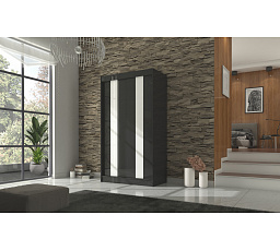 Šatní skříň KAREN 120, Černá/Bílý Lacobel