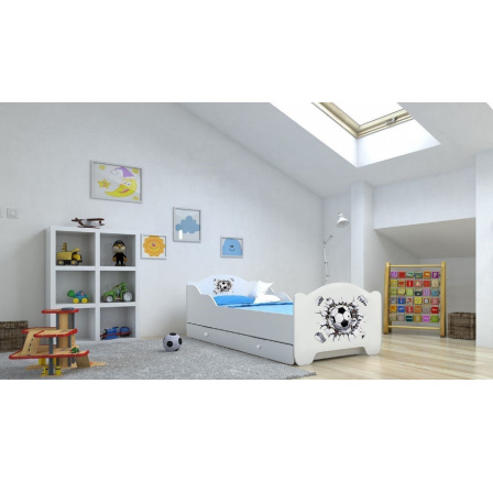 Dětská postel AMADIS se šuplíkem a matrací 160x80 cm, Bílá/Ball