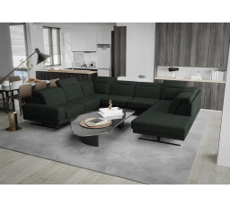 Rohová sedací souprava FIORE MAX I 220x350x265 cm - tmavě zelená, levá