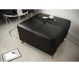 Taburet s úložným prostorem 70 x 70 cm GALAXY - černá eko kůže