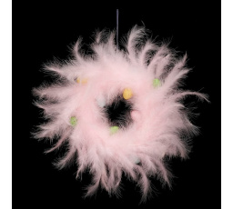 Věnec z peří - pr. 29 cm, barva růžová