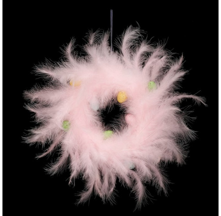 Věnec z peří - pr. 29 cm, barva růžová