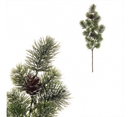 Borovice - umělá větev se šiškami, zelená, ojíněná