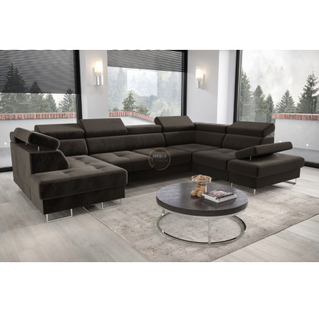 Rohová sedací souprava GALAXY MAX II s funkcí spaní 210x350x165 - šedá , pravá