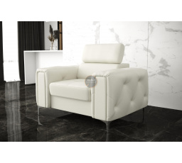 Křeslo ORION přírodní kůže - bílá kůže