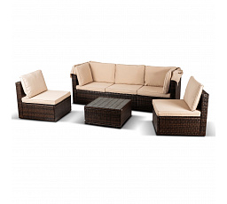 Sada Zahradního Nábytku CALIENTE Hnědá/Béžová
