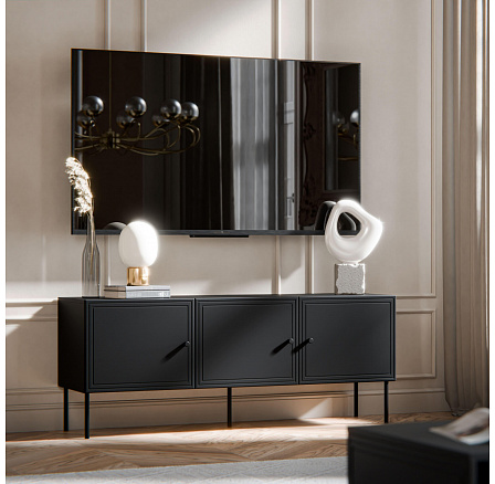TV komoda PALAZZO BIS 150 3D, černá TV komoda PALAZZO BIS 150 3D, černá