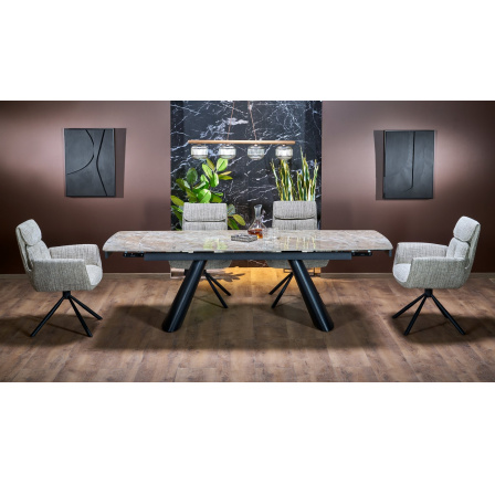 VINCE rozkládací stůl hnědý mramor / černý (2p=1ks)