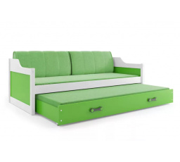 Dětská postel DAVID s matracemi, 80x190 cm, Bílá/Zelená