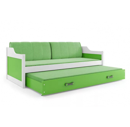 Dětská postel DAVID s matracemi, 80x190 cm, Bílá/Zelená