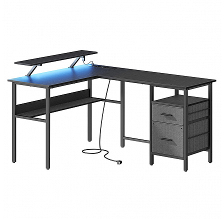 Pc stůl 150x120cm, mdf, černá, APC-E1395 BK