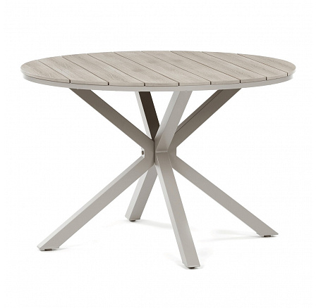 Zahradní stůl 110x110cm, hliník, polywood, béžová, AZT-S1430 CRM