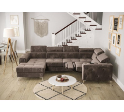 Rohová sedací souprava ORION MAX III , relax s funkcí spaní 165x320x190 cm - hnědá , pravá