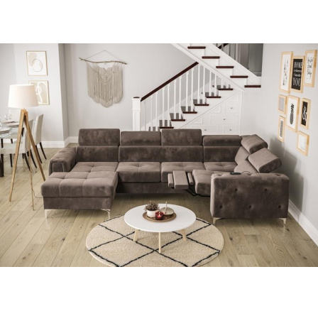 Rohová sedací souprava ORION MAX III , relax s funkcí spaní 165x320x190 cm - hnědá , pravá Rohová sedací souprava ORION MAX III , relax s funkcí spaní 165x320x190 cm - hnědá , pravá