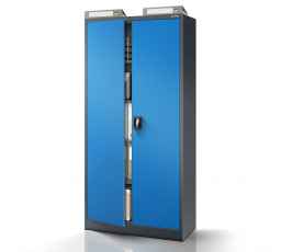 Kancelářská kovová skříň na dokumenty antracitovo-modrá: JAN H, 900 x 1950 x 400 mm