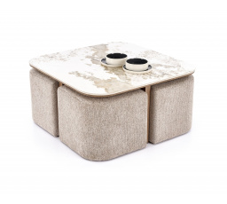 ARAKIS lavice, béžový mramor / ořech (2ks=1ks)