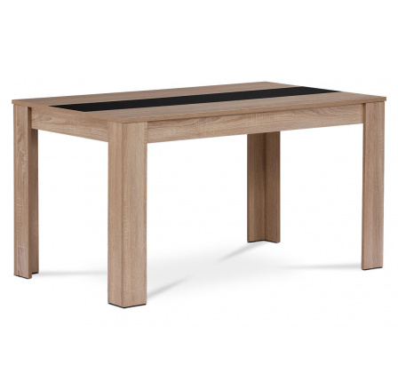 Jídelní stůl 138x80x74 cm, MDF, lamino 3D dekor dub sonoma, dekorační pruh v čer Jídelní stůl 138x80x74 cm, MDF, lamino 3D dekor dub sonoma, dekorační pruh v čer
