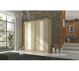 Šatní skříň s posuvnými dveřmi s lacobelem KAREN 200 Sonoma+White Lacobel