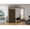 Posuvná skříň se zrcadlem a LED osvětlením VIKI 180 Choco+Choco
