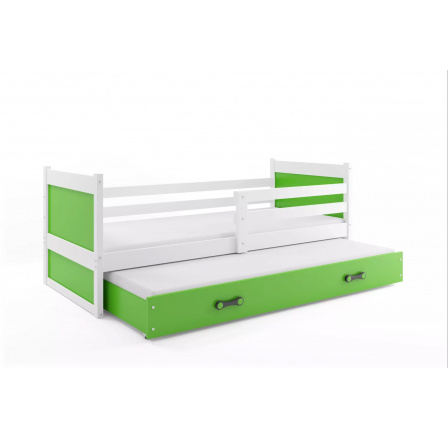 Dětská postel RICO s přistýlkou 80x190 cm, bez matrace, Bílá/Zelená