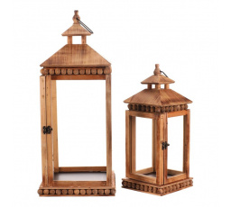 Lucerna dřevěná - čtyřboká, cena za sadu 2 ks