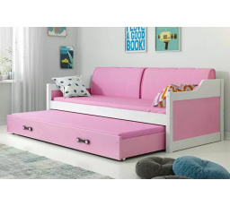 Dětská postel DAVID s matracemi, 80x190 cm, Bílá/Růžová