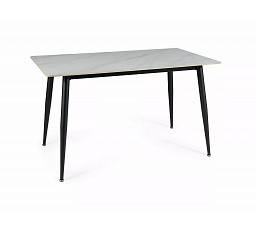 Jídelní stůl RION, Efekt bílého mramoru/Černý mat