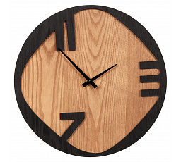 Hodiny nástěnné - pr. 45 cm, kov a MDF s jasanovou dýhou