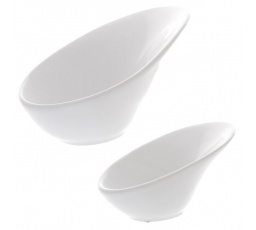 Váza keramická - tvar zaoblené mísy, bílá, sada 2 ks