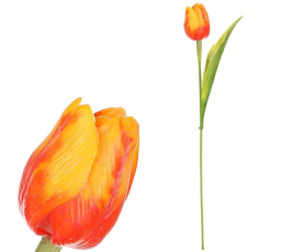 Tulipán plastový - řezaná květina, oranžová, cena za 1 ks