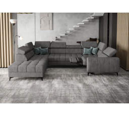 Rohová sedací souprava PORTO MAX I , relax 225X350X193 cm - šedá , levá