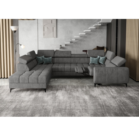 Rohová sedací souprava PORTO MAX I , relax 225X350X193 cm - šedá , levá Rohová sedací souprava PORTO MAX I , relax 225X350X193 cm - šedá , levá